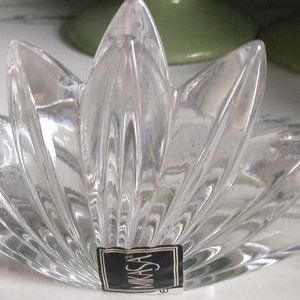 Vintage Crystal Glass Lotus Shaped Candlestick Holders  Set of two